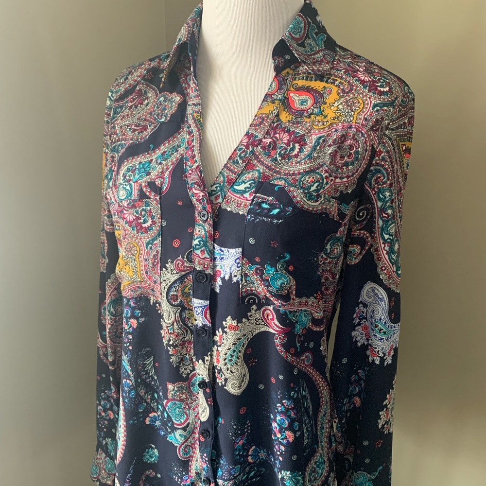 Express Women’s button down paisley blouse